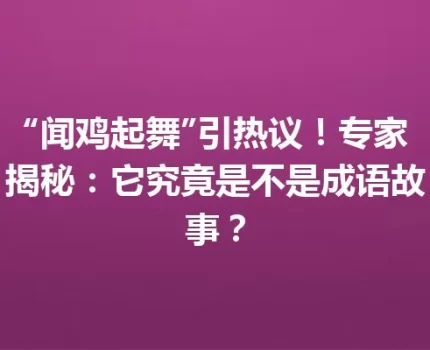“闻鸡起舞”引热议！专家揭秘：它究竟是不是成语故事？