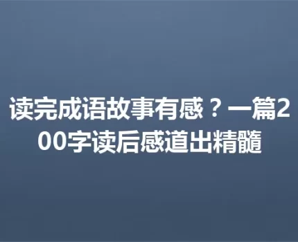 读完成语故事有感？一篇200字读后感道出精髓