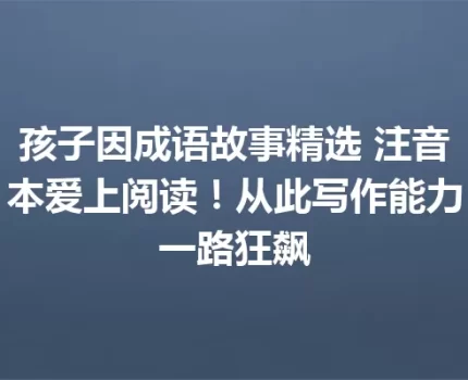 孩子因成语故事精选 注音本爱上阅读！从此写作能力一路狂飙