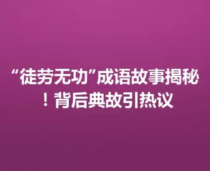 “徒劳无功”成语故事揭秘！背后典故引热议