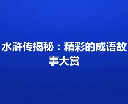 水浒传揭秘：精彩的成语故事大赏