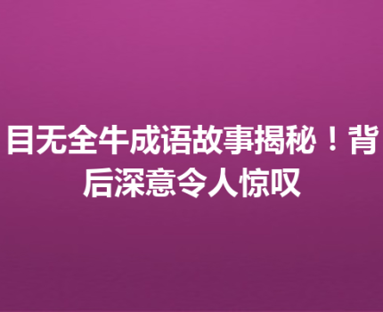 目无全牛成语故事揭秘！背后深意令人惊叹