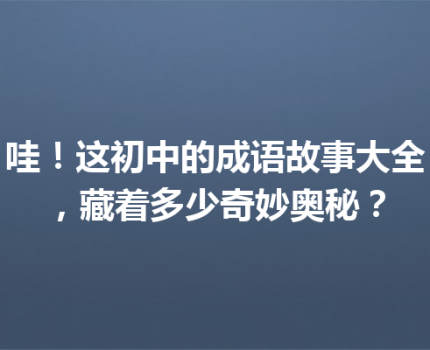 哇！这初中的成语故事大全，藏着多少奇妙奥秘？