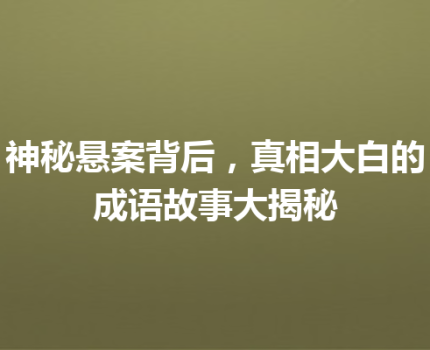 神秘悬案背后，真相大白的成语故事大揭秘