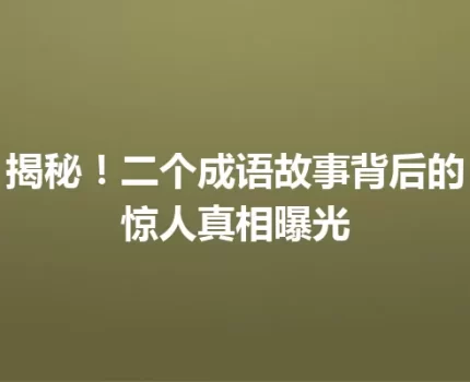 揭秘！二个成语故事背后的惊人真相曝光