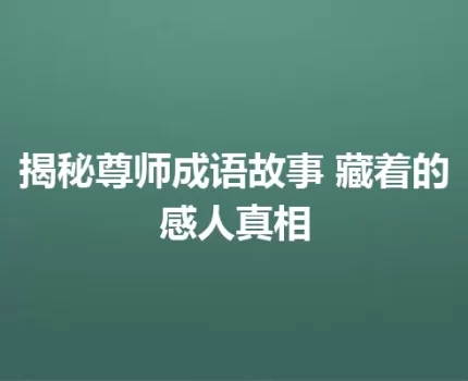 揭秘尊师成语故事 藏着的感人真相