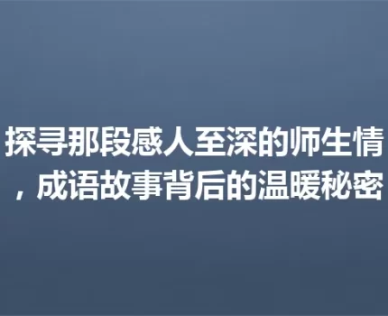 探寻那段感人至深的师生情，成语故事背后的温暖秘密