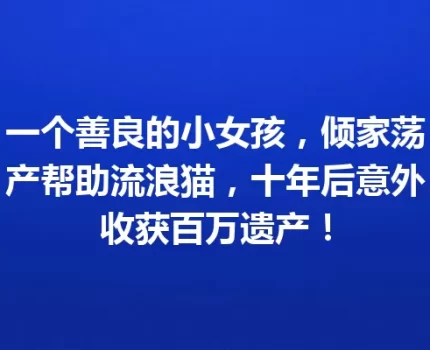 一个善良的小女孩，倾家荡产帮助流浪猫，十年后意外收获百万遗产！