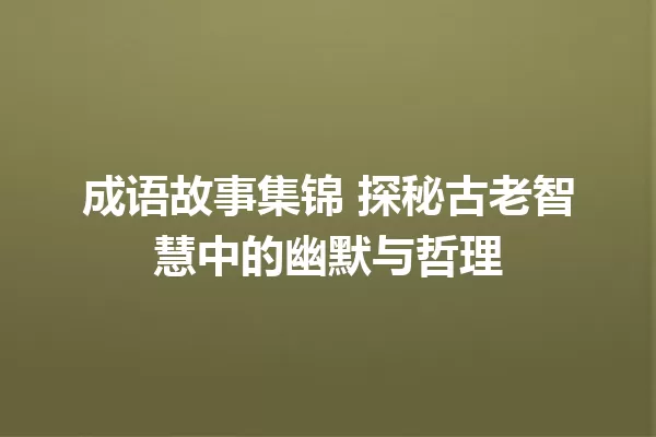 成语故事集锦 探秘古老智慧中的幽默与哲理 一