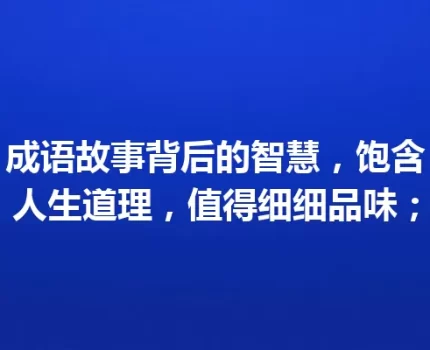 成语故事背后的智慧，饱含人生道理，值得细细品味；
