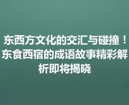 东西方文化的交汇与碰撞！东食西宿的成语故事精彩解析即将揭晓