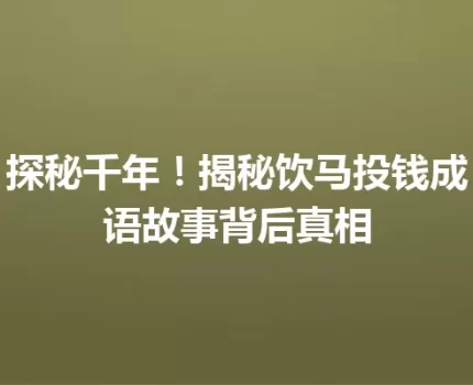探秘千年！揭秘饮马投钱成语故事背后真相