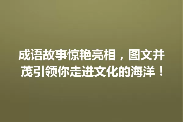 成语故事惊艳亮相,图文并茂引领你走进文化的海洋! 一