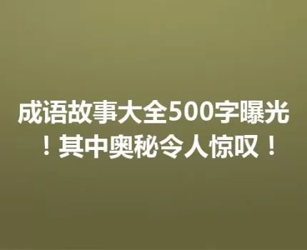 成语故事大全500字曝光！其中奥秘令人惊叹！