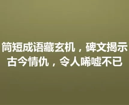 筒短成语藏玄机，碑文揭示古今情仇，令人唏嘘不已