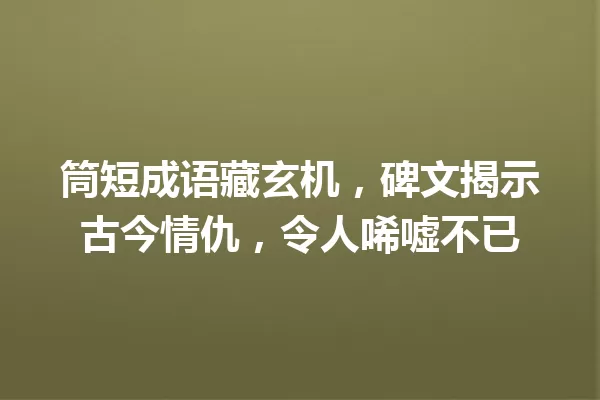 筒短成语藏玄机,碑文揭示古今情仇,令人唏嘘不已 一