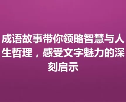 成语故事带你领略智慧与人生哲理，感受文字魅力的深刻启示