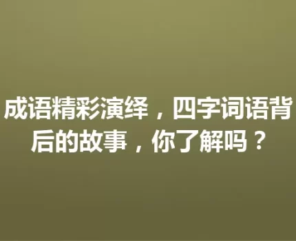 成语精彩演绎，四字词语背后的故事，你了解吗？