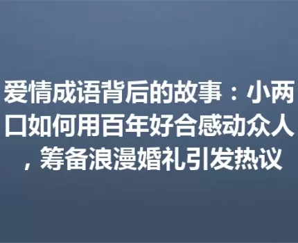 爱情成语背后的故事：小两口如何用百年好合感动众人，筹备浪漫婚礼引发热议