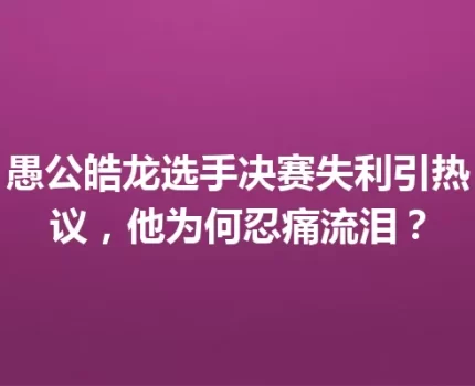 愚公皓龙选手决赛失利引热议，他为何忍痛流泪？