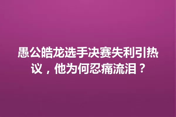 愚公皓龙选手决赛失利引热议,他为何忍痛流泪? 一