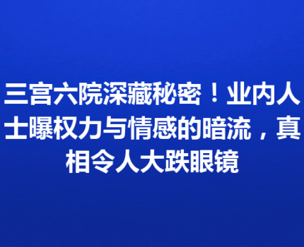 三宫六院深藏秘密!业内人士曝权力与情感的暗流,真相令人大跌眼镜
