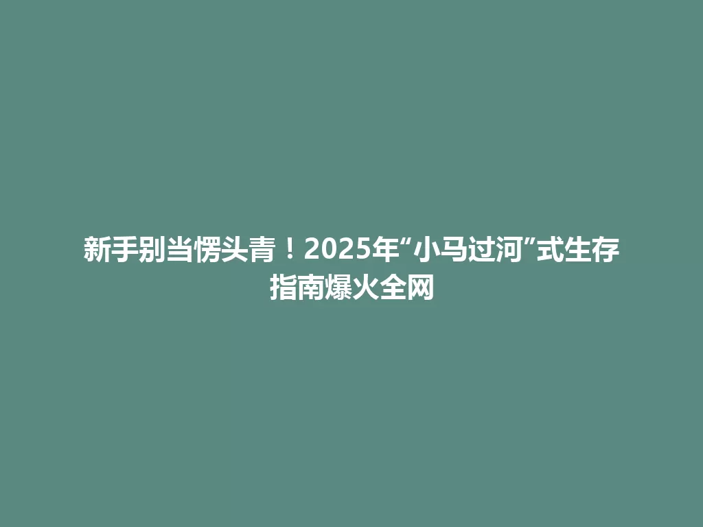 新手别当愣头青！2025年“小马过河”式生存指南爆火全网 一